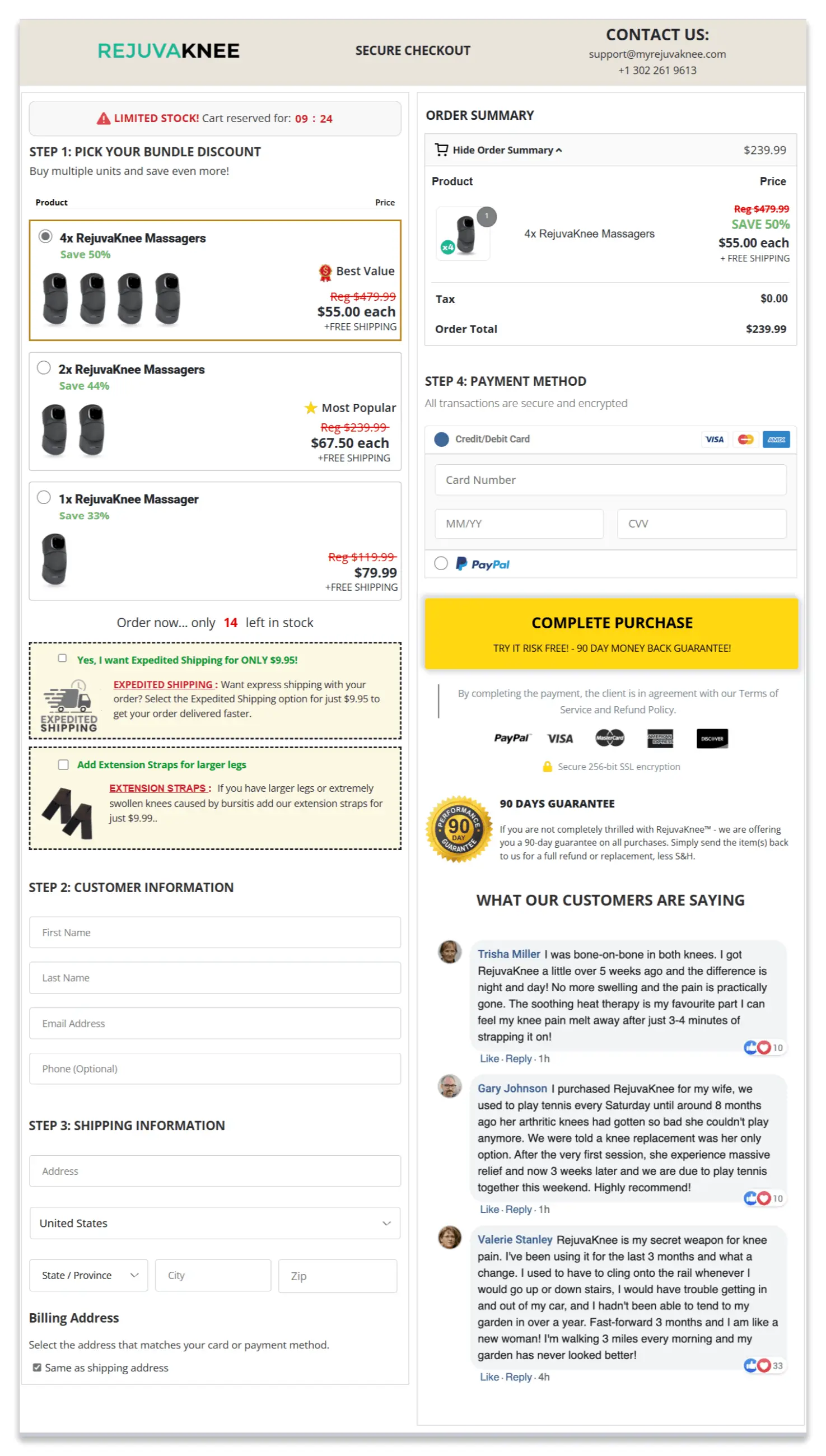 RejuvaKnee secure checkout page